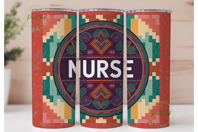 Beaded Nurse 20oz Tumbler Wrap Sublimation PixelChick 