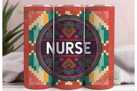 Beaded Nurse 20oz Tumbler Wrap Sublimation PixelChick 