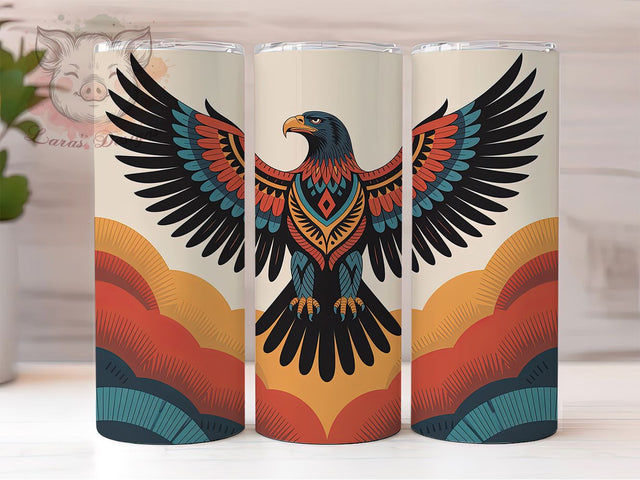Beaded Tribal Eagle Tumbler Wrap, Indigenous Eagle Tumbler, Tribal Eagle Sublimation, Native Eagle Cup Design, Beadwork Eagle Drinkware, Eagle Feather Tumbler, Cultural Eagle Digital Sublimation Lara' s Designs 