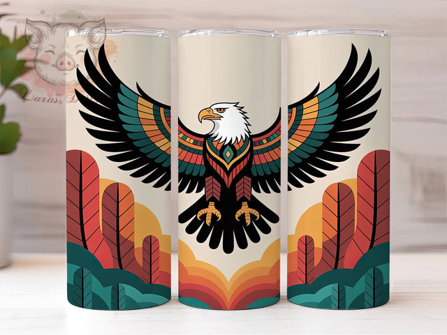 Beaded Tribal Eagle Tumbler Wrap, Indigenous Eagle Tumbler, Tribal Eagle Sublimation, Native Eagle Cup Design, Beadwork Eagle Drinkware, Eagle Feather Tumbler, Cultural Eagle Digital Sublimation Lara' s Designs 