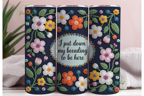 Beading Floral Tumbler Wrap PNG Sublimation PixelChick 