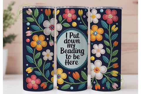Beading Floral Tumbler Wrap PNG Sublimation PixelChick 