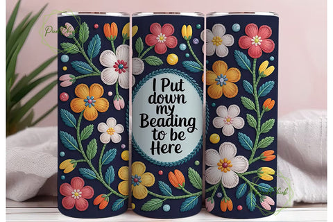 Beading Floral Tumbler Wrap PNG Sublimation PixelChick 