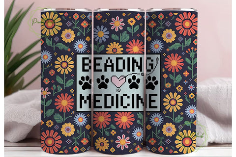 Beading is Medicine 20oz Tumbler Wrap Sublimation PixelChick 
