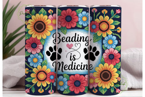 Beading is Medicine 20oz Tumbler Wrap Sublimation PixelChick 