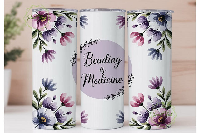 Beading is Medicine 20oz Tumbler Wrap Sublimation PixelChick 