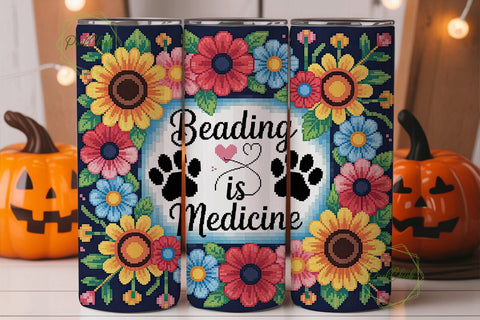 Beading is Medicine 20oz Tumbler Wrap Sublimation PixelChick 