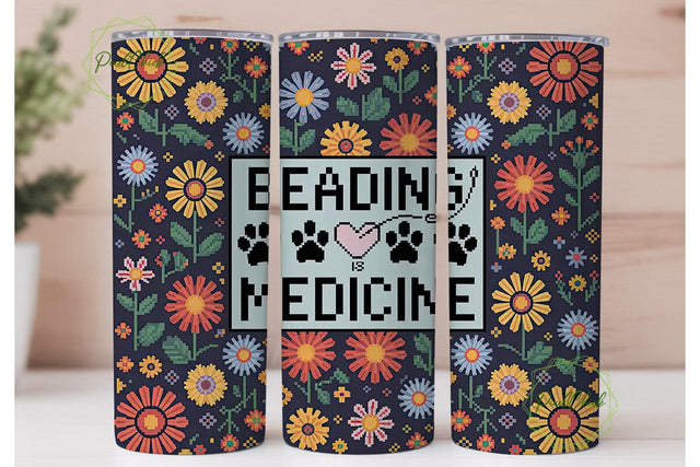 Beading is Medicine 20oz Tumbler Wrap Sublimation PixelChick 
