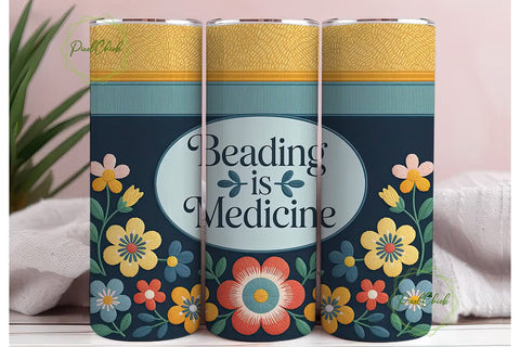 Beading is Medicine Tumbler Wrap Sublimation PixelChick 