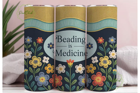 Beading is Medicine Tumbler Wrap Sublimation PixelChick 