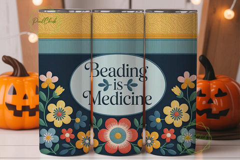 Beading is Medicine Tumbler Wrap Sublimation PixelChick 