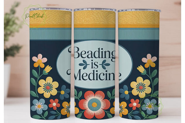 Beading is Medicine Tumbler Wrap Sublimation PixelChick 