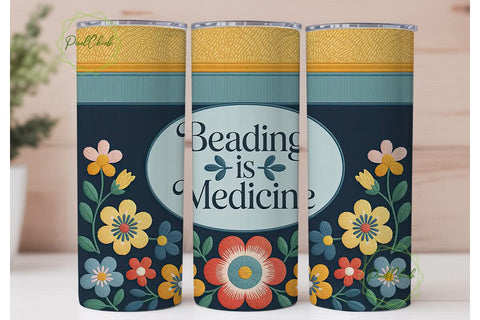 Beading is Medicine Tumbler Wrap Sublimation PixelChick 