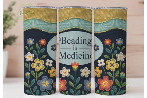 Beading is Medicine Tumbler Wrap Sublimation PixelChick 