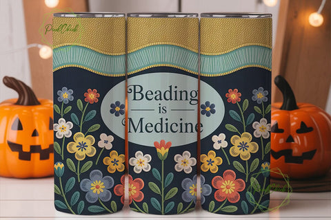 Beading is Medicine Tumbler Wrap Sublimation PixelChick 