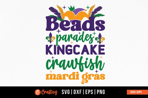 Beads parades king cake crawfish mardi gras SVG Design SVG Designangry 