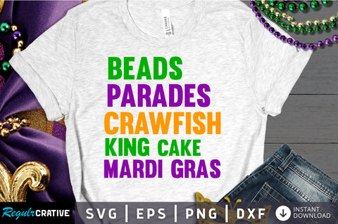 beads parades king cake crawfish mardi gras Svg Design SVG Regulrcrative 