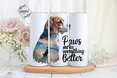 Beagle Beach Sunset 20oz Tumbler Wrap Sublimation sassyprint 
