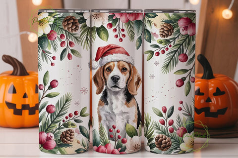 Beagle Christmas Tumbler Wrap Sublimation PixelChick 