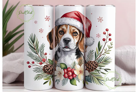 Beagle Christmas Tumbler Wrap Sublimation PixelChick 