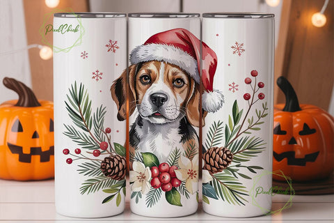 Beagle Christmas Tumbler Wrap Sublimation PixelChick 