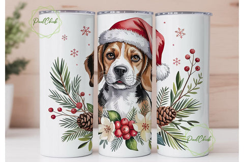 Beagle Christmas Tumbler Wrap Sublimation PixelChick 