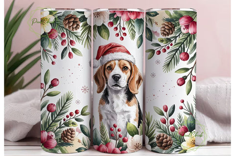 Beagle Christmas Tumbler Wrap Sublimation PixelChick 