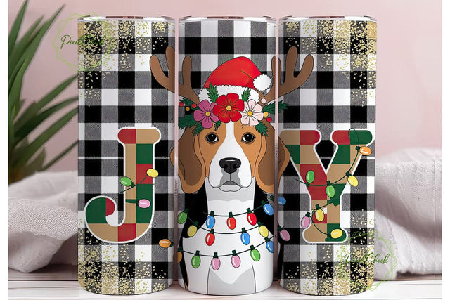 Beagle Christmas Tumbler Wrap Sublimation PixelChick 