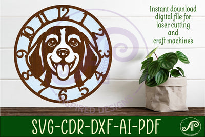 Beagle Dog Clock SVG, Beagle Wall Clock Laser Cut SVG APInspireddesigns 