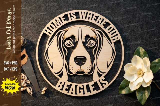 Beagle Dog Quote Circle Frame – Laser Cut Wooden Pet Wall Art Design SVG Regulrcrative 