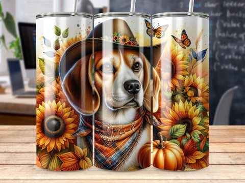 Beagle Fall Tumbler Sublimation Wrap PNG Sublimation BijouBay 