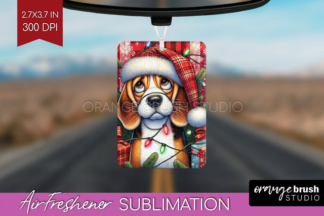 Beagle Funny Christmas Dog Air Freshener Sublimation OrangeBrushStudio 