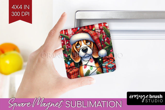 Beagle Funny Christmas Dog Magnet PNG Sublimation OrangeBrushStudio 