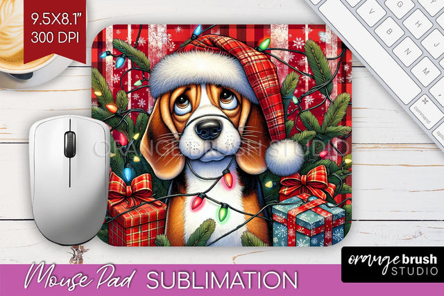 Beagle Funny Christmas Dog Mouse Pad PNG Sublimation OrangeBrushStudio 