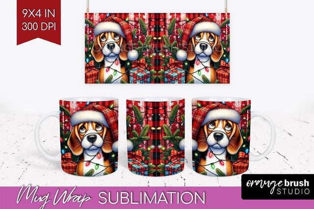Beagle Funny Christmas Dog Mug Wrap PNG Sublimation OrangeBrushStudio 