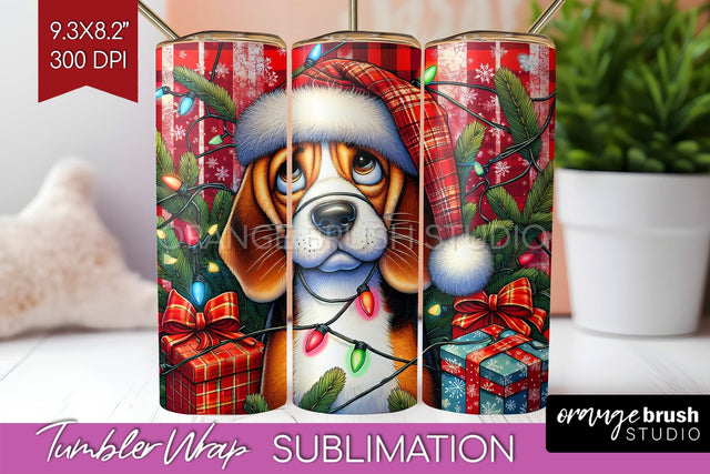 Beagle Funny Christmas Dog Tumbler Wrap Sublimation OrangeBrushStudio 