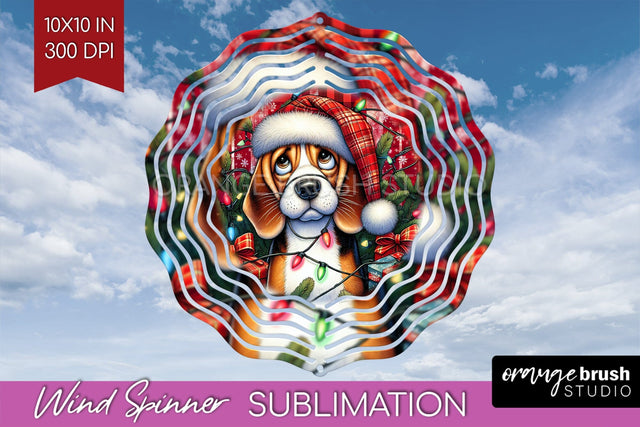 Beagle Funny Christmas Dog Wind Spinner Sublimation OrangeBrushStudio 