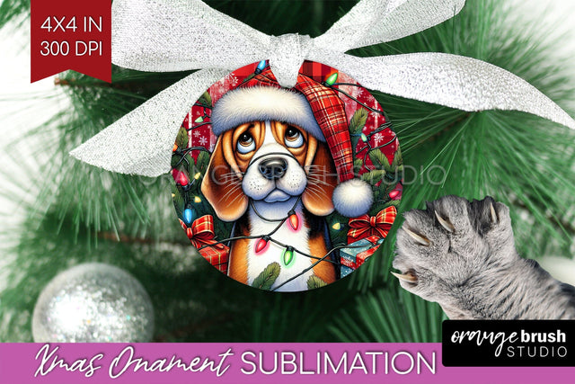 Beagle Funny Dog Christmas Ornament PNG Sublimation OrangeBrushStudio 