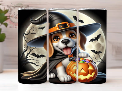 Beagle Halloween 20Oz Tumbler, Dog Lover Cup, 20Oz Sublimation Wrap, Spooky Pet Drinkware, Beagle Coffee Mug, Cute Dog Halloween Design, Fall Puppy Tumbler Sublimation Lara' s Designs 