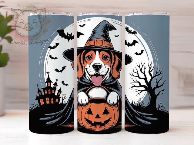 Beagle Halloween 20Oz Tumbler, Dog Lover Cup, 20Oz Sublimation Wrap, Spooky Pet Drinkware, Beagle Coffee Mug, Cute Dog Halloween Design, Fall Puppy Tumbler Sublimation Lara' s Designs 