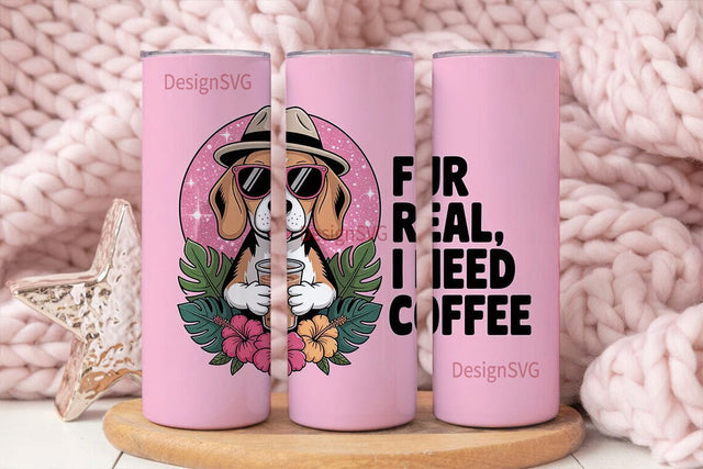 Beagle Iced Coffee 20oz Tumbler Wrap Sublimation DesignSVG 