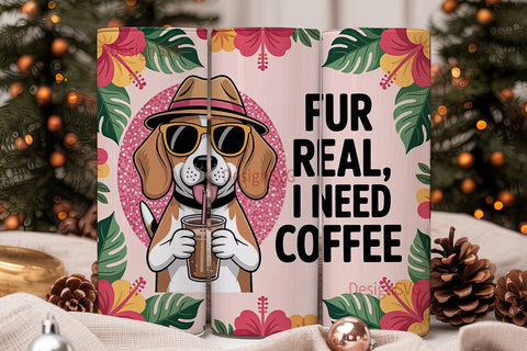 Beagle Iced Coffee 20oz Tumbler Wrap Sublimation DesignSVG 