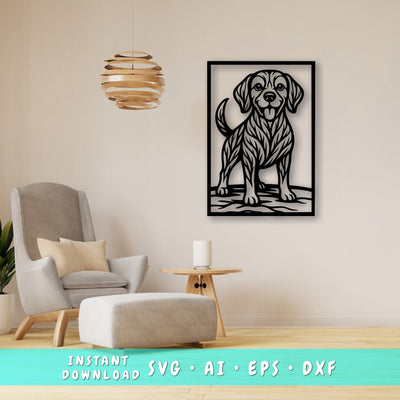 Beagle Laser SVG, Cute Dog Laser Cut, Pet Lover Design, Digital Download, Dog Art, Laser Engraving File SVG HappyDesignStudio 