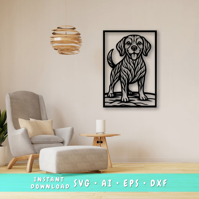 Beagle Laser SVG, Cute Dog Laser Cut, Pet Lover Design, Digital Download, Dog Art, Laser Engraving File SVG HappyDesignStudio 