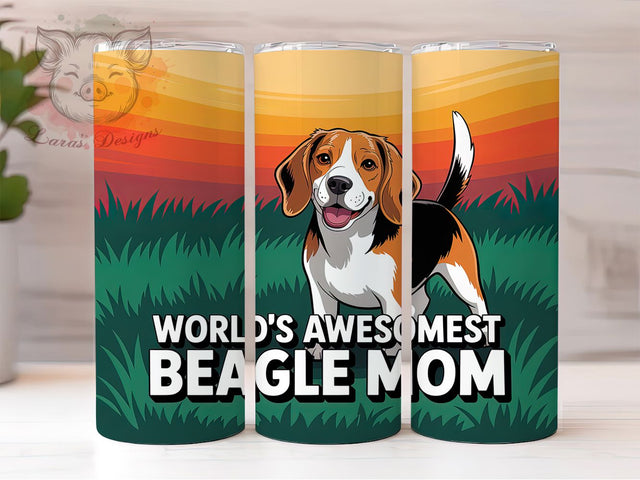 Beagle Mom 20oz Tumbler, World's Awesomest Beagle Mom Quote, Beagle Lover Gift, Pet Lover Wrap, 20oz Tumbler Wrap, Sublimation Design PNG, Cute Beagle Wrap Sublimation Lara' s Designs 