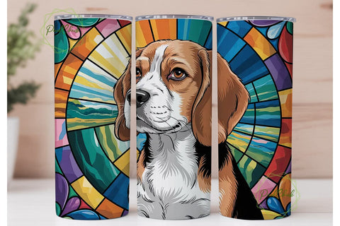 Beagle Stained Glass 20oz Tumbler Sublimation PixelChick 