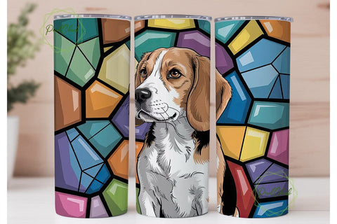 Beagle Stained Glass 20oz Tumbler Sublimation PixelChick 