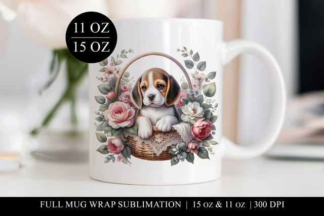 Beagle Sublimation Mug Wrap for 11 & 15oz Mugs Sublimation BijouBay 