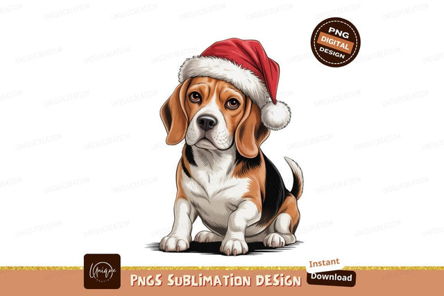 Beagle wearing Santa hat christmas Sublimation Designangry 