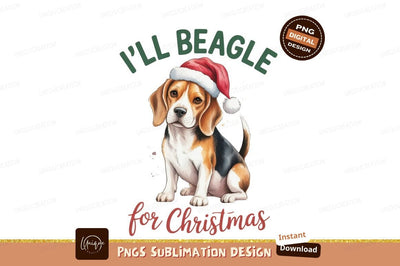 Beagle wearing Santa hat christmas Sublimation Designangry 